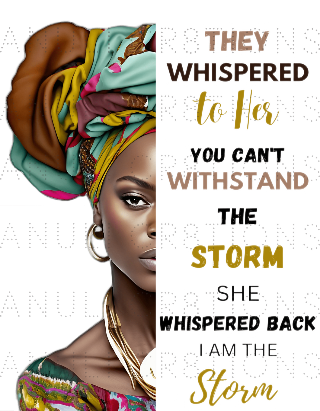 African Woman Withstanding the Storm (Right & Left View)